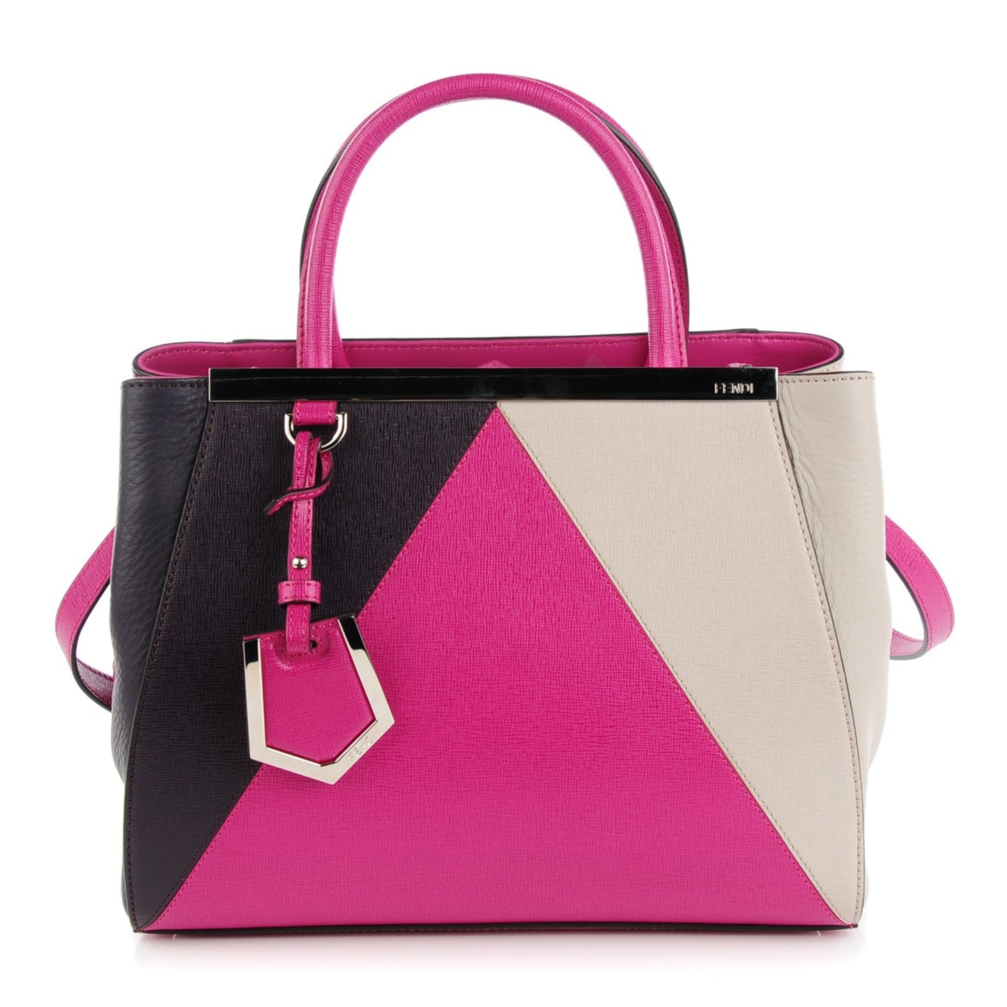 Vitello Elite Triangle Inlay Petite 2Jours Tote Magenta