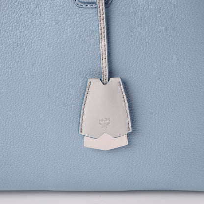 MCM Grained Calfskin Large Milla Tote Sky Blue 10 of 11