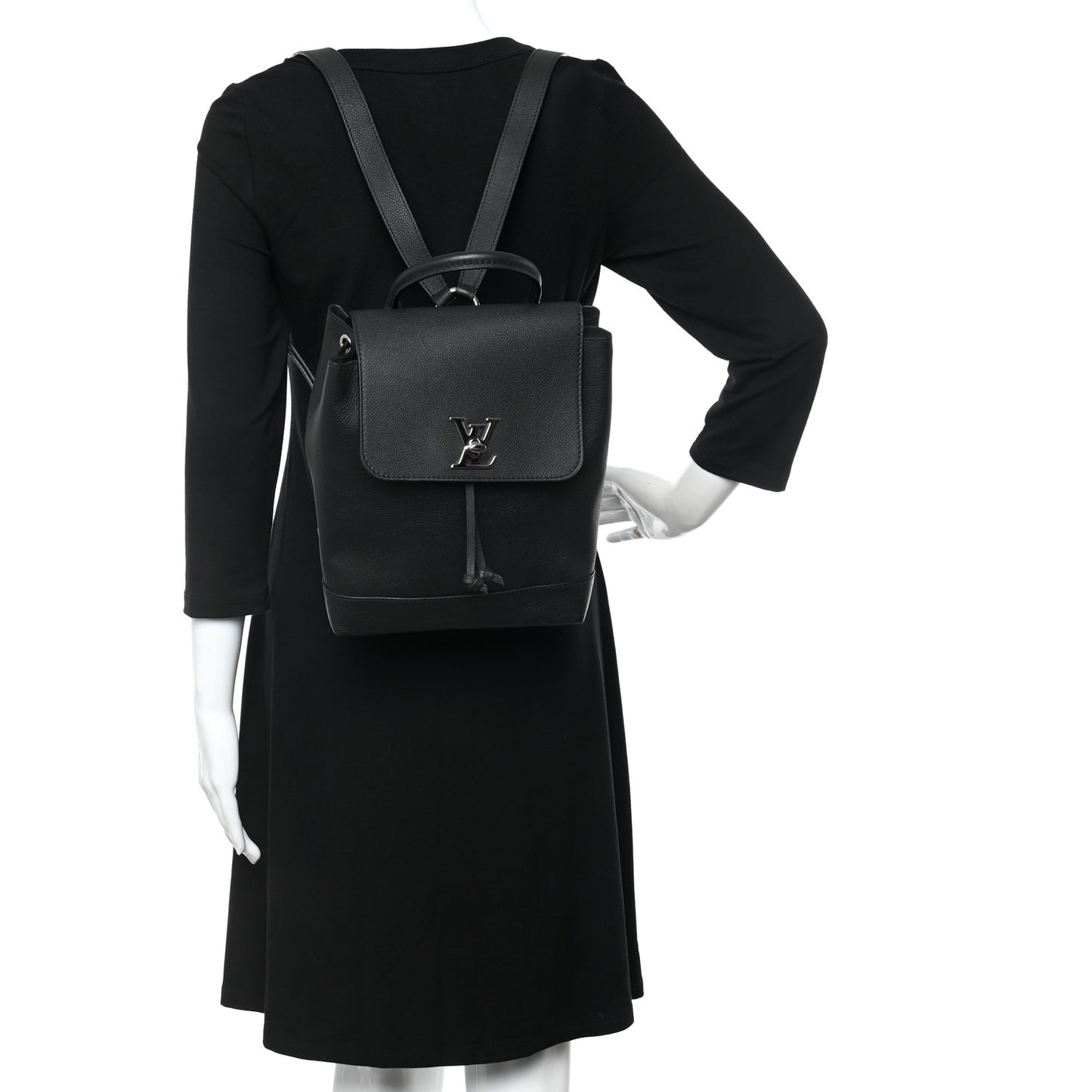 Calfskin Lockme Backpack Black