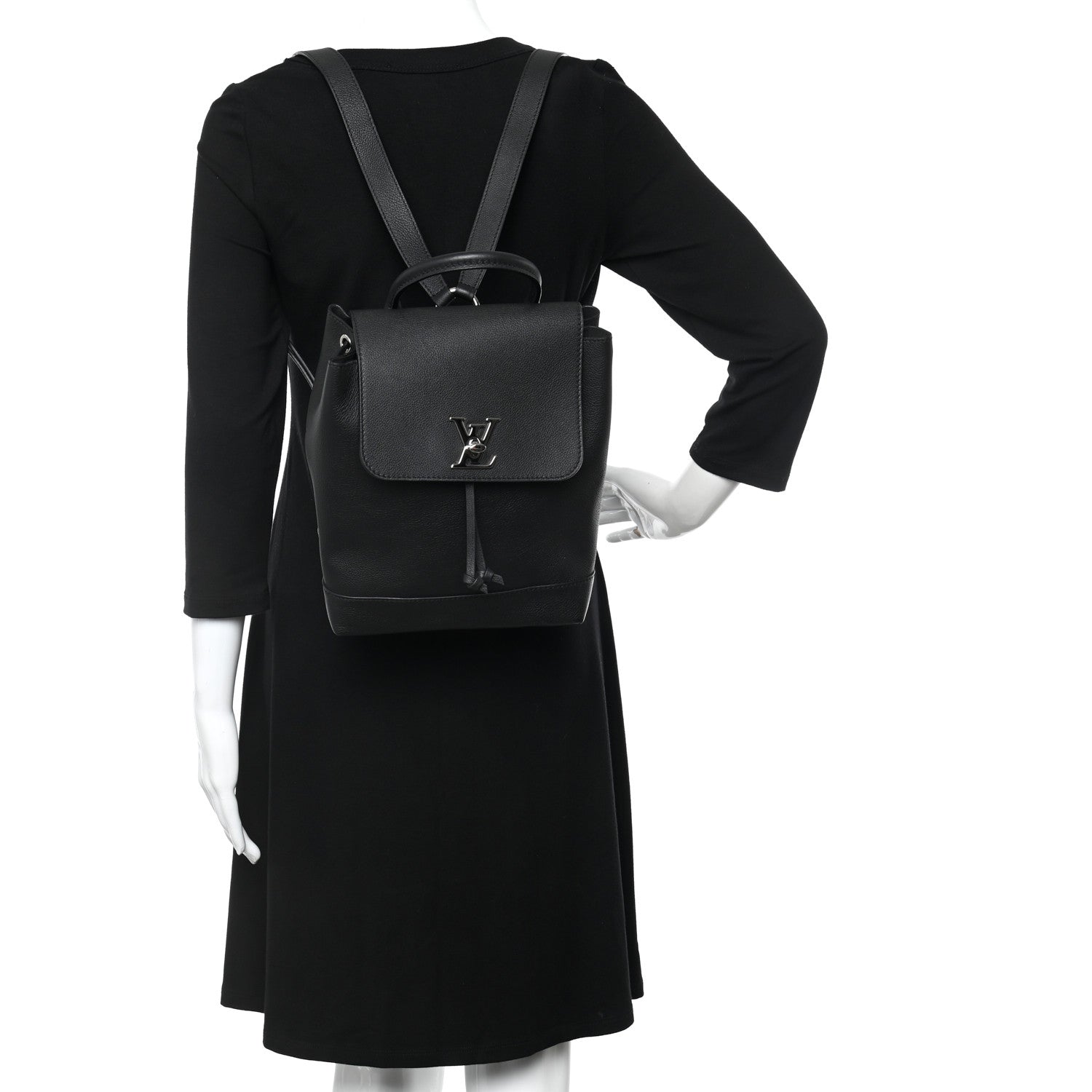 Louis Vuitton Calfskin Lockme Backpack Black 2 of 12