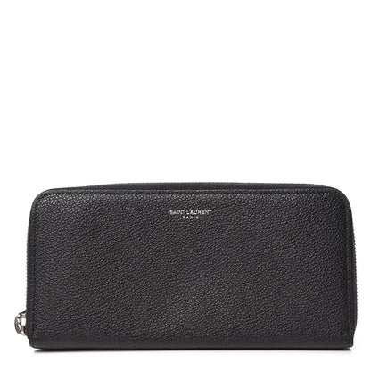 Saint Laurent Grained Calfskin Rive Gauche Zip Around Wallet Black 1 of 7