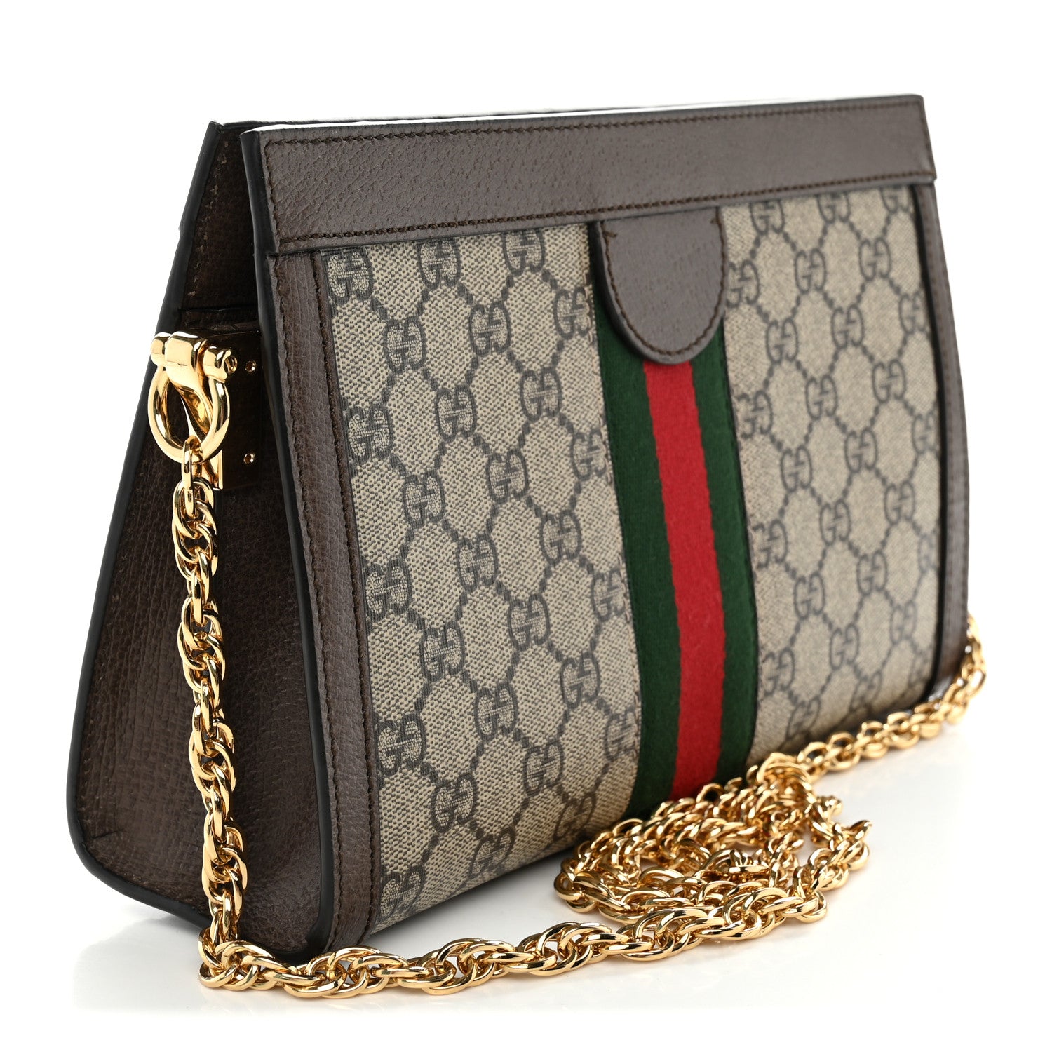 Gucci GG Supreme Monogram Web Small Ophidia Chain Shoulder Bag Brown 3 of 10