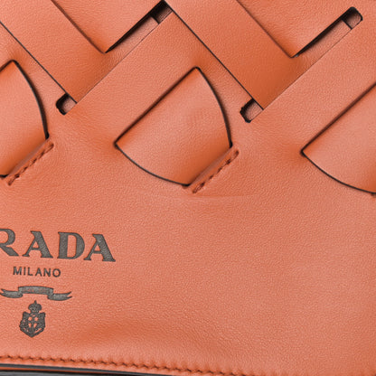 Prada Vitello Intreccio Tress Shoulder Bag Papaya Black 5 of 5