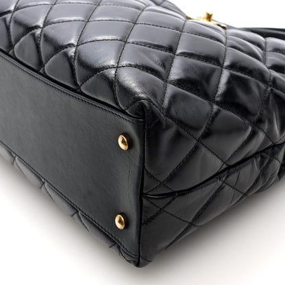 Chanel Glazed Calfskin Quilted Gold Bar Tote Black 11 of 11