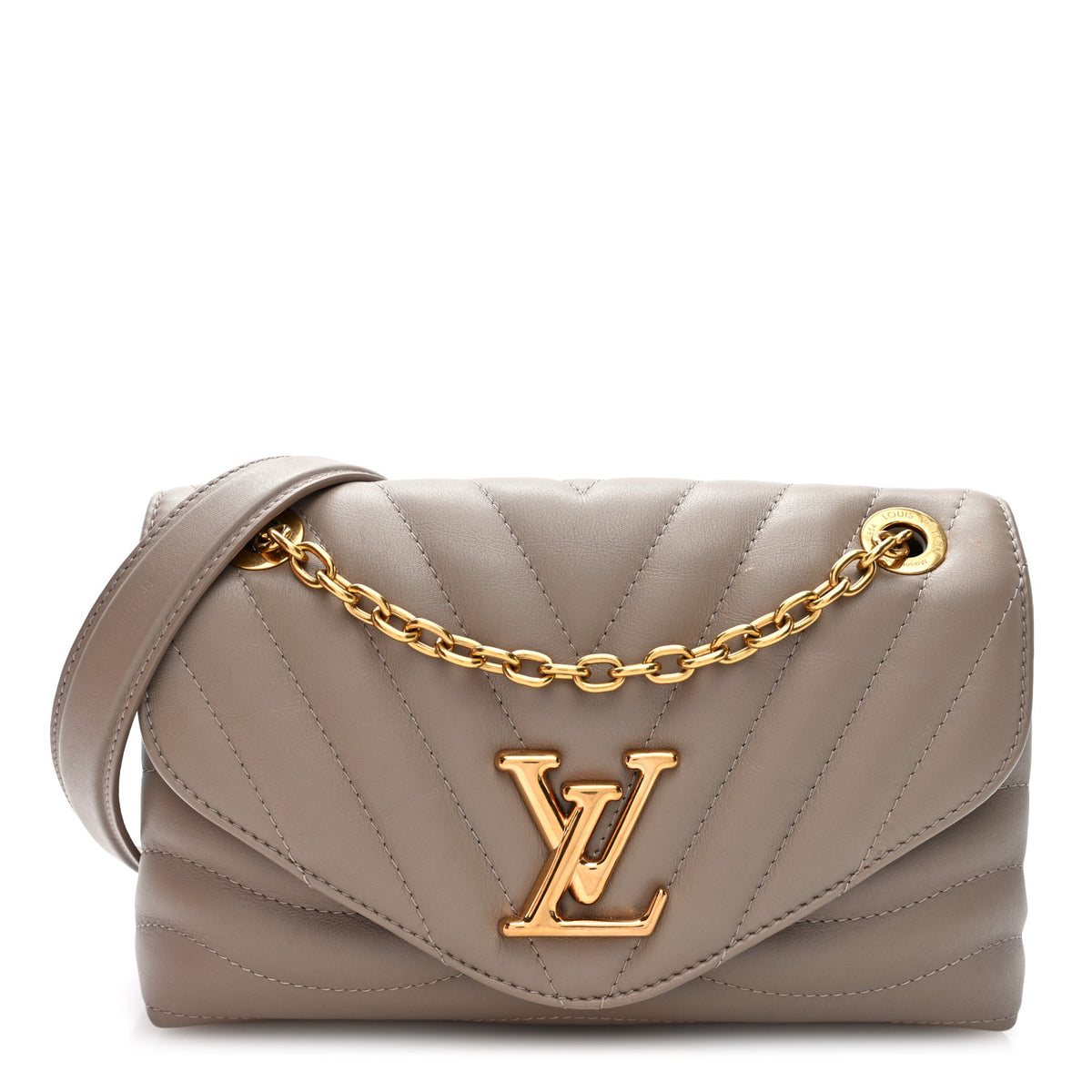 Calfskin LV New Wave Chain Bag Taupe