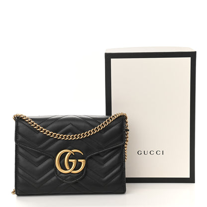 Gucci Calfskin Matelasse GG Marmont Chain Wallet Black 11 of 11
