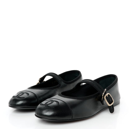 Chanel Lambskin Mary Jane Flats 39 Black 2 of 8
