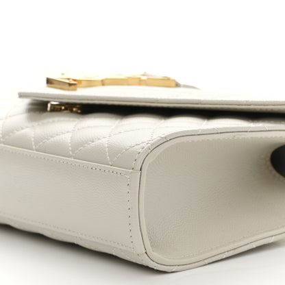 Saint Laurent Grain De Poudre Textured Mixed Matelasse Triquilt Small Monogram Satchel Crema Soft 10 of 10