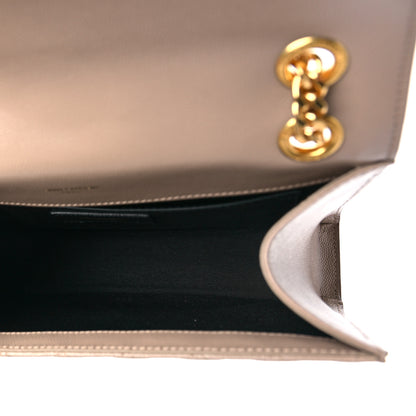 Saint Laurent Grain De Poudre Textured Mixed Matelasse Medium Triquilt Monogram Satchel Dark Beige 5 of 7
