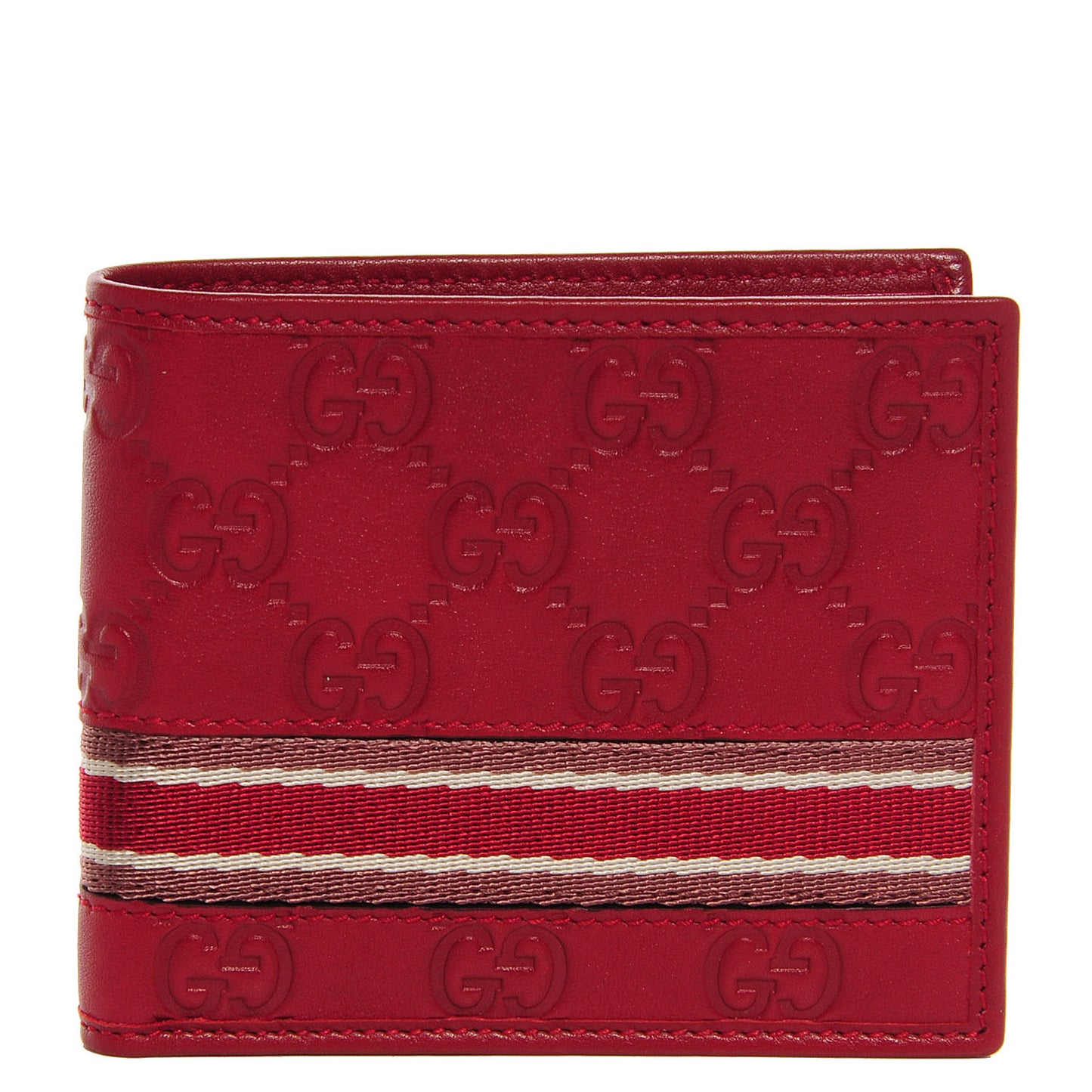 Mens Guccissima Web Bi-Fold Wallet Red