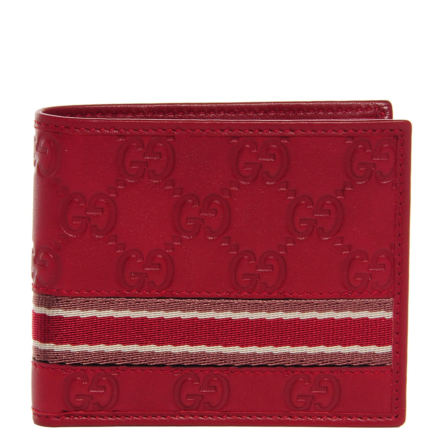 Gucci Mens Guccissima Web Bi-Fold Wallet Red 1 of 8