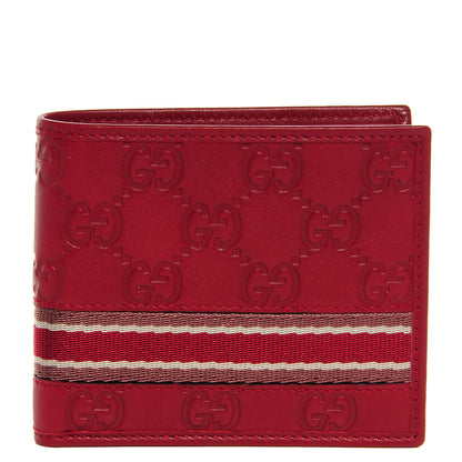 Gucci Mens Guccissima Web Bi-Fold Wallet Red 1 of 8