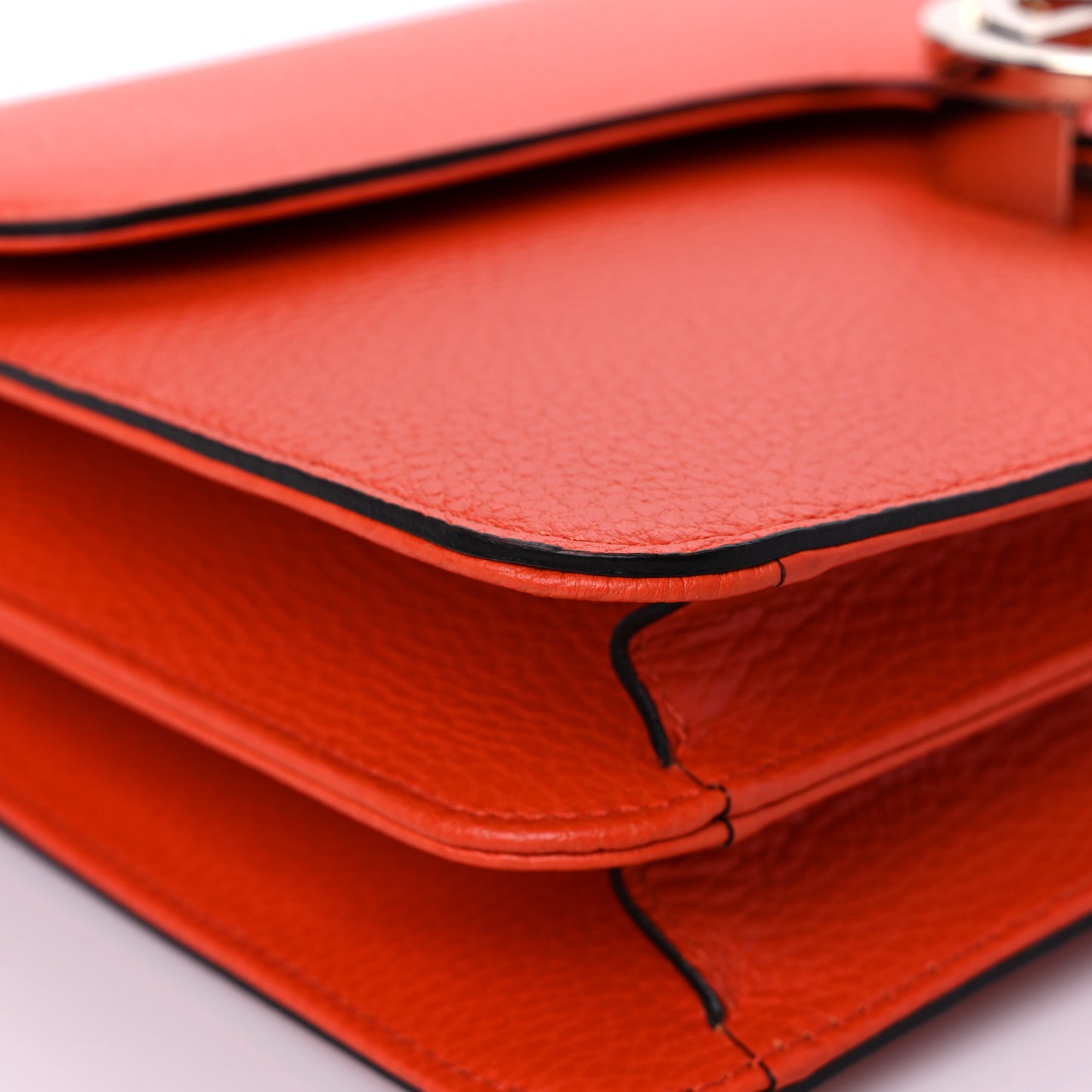 Dollar Calfskin Interlocking G Shoulder Bag Sun Orange