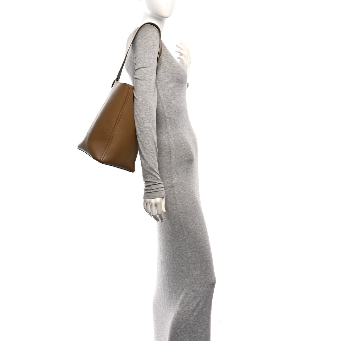 Smooth Calfskin Medium Pebble Bucket Bag Oak