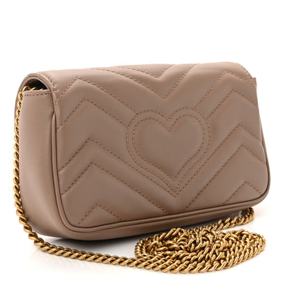 Gucci Calfskin Matelasse Super Mini GG Marmont Shoulder Bag Porcelain Rose 3 of 11