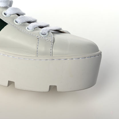Gucci Calfskin Web Bee Embroidered Womens Ace Platform Sneakers 36.5 White 8 of 14