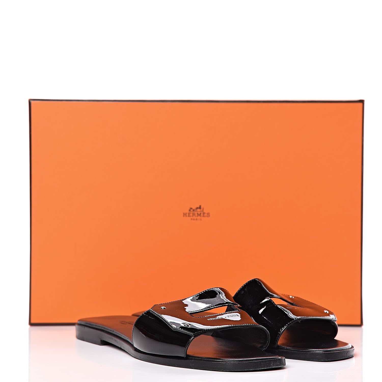 Hermes Patent View Sandals 37.5 Black 13 of 13