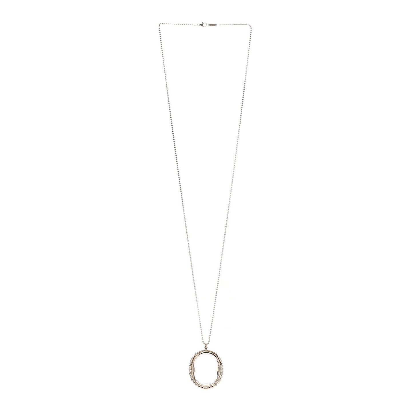 Sterling Silver Rock Crystal Ziegfeld Oval Pendant Necklace