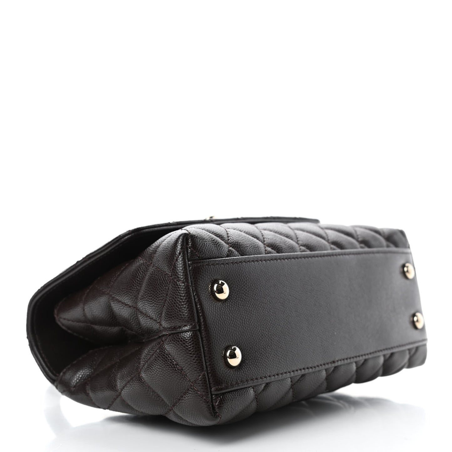 Caviar Quilted Mini Coco Handle Flap Dark Brown