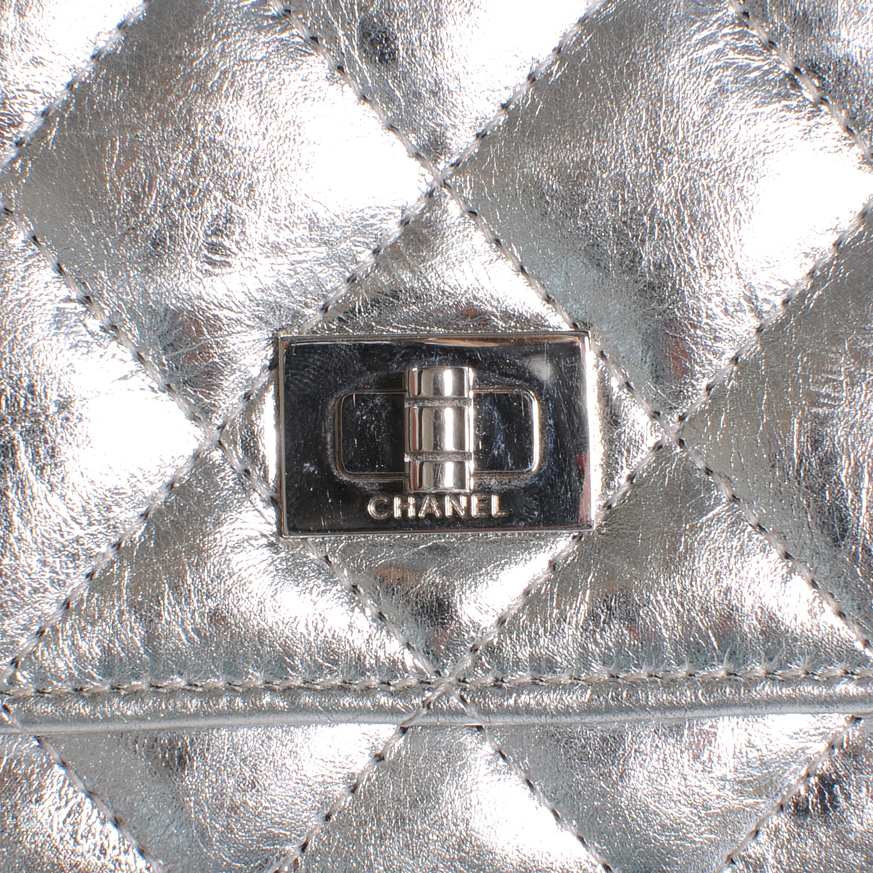 Chanel Calfskin Reissue Wallet On Chain WOC Silver 5 of 9