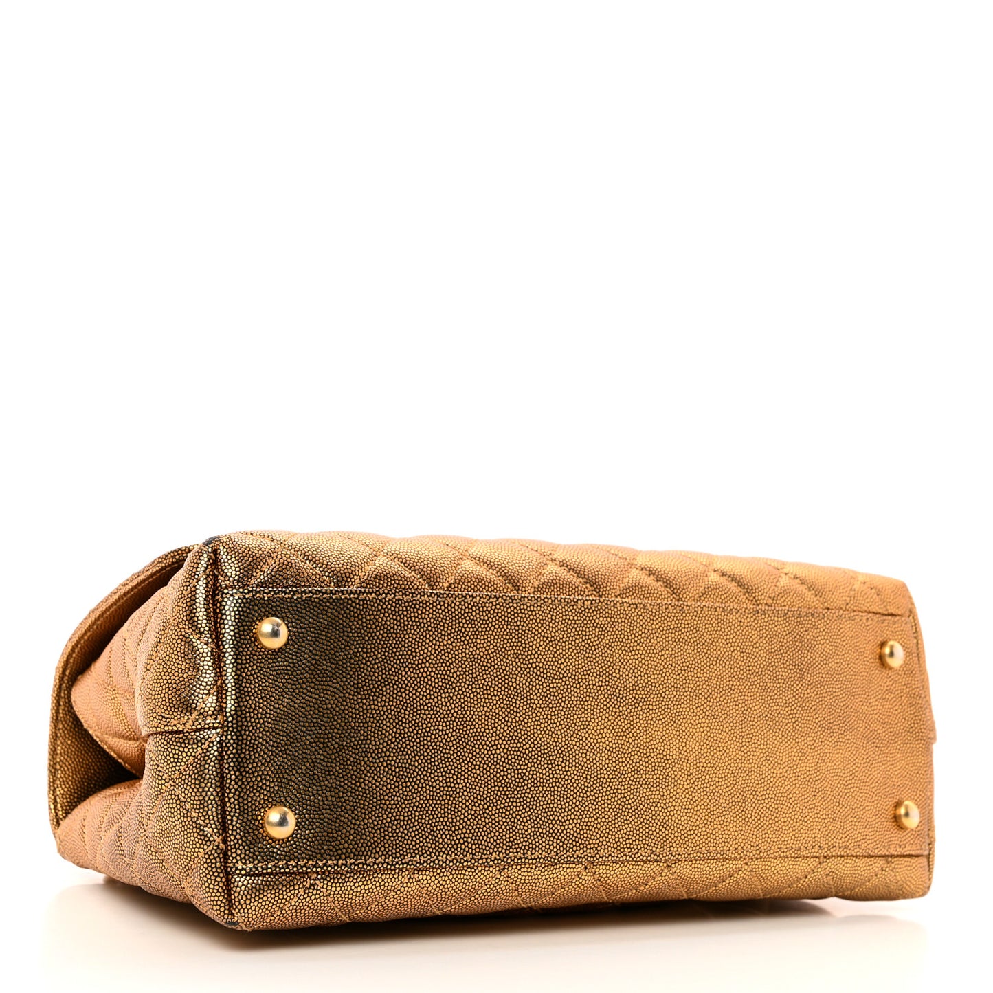 Metallic Caviar Quilted Small Coco Handle Flap Gold