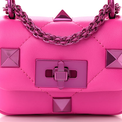 Valentino Garavani Nappa Lacquer Monochrome Mini Roman Stud Shoulder Bag Pink PP 8 of 11