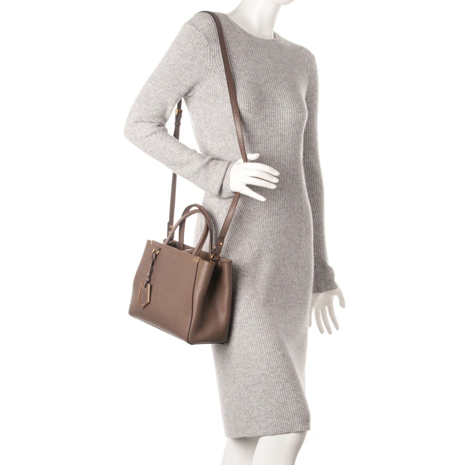 Fendi Vitello Elite Flamingo Petite 2Jours Tote Seppia 2 of 7
