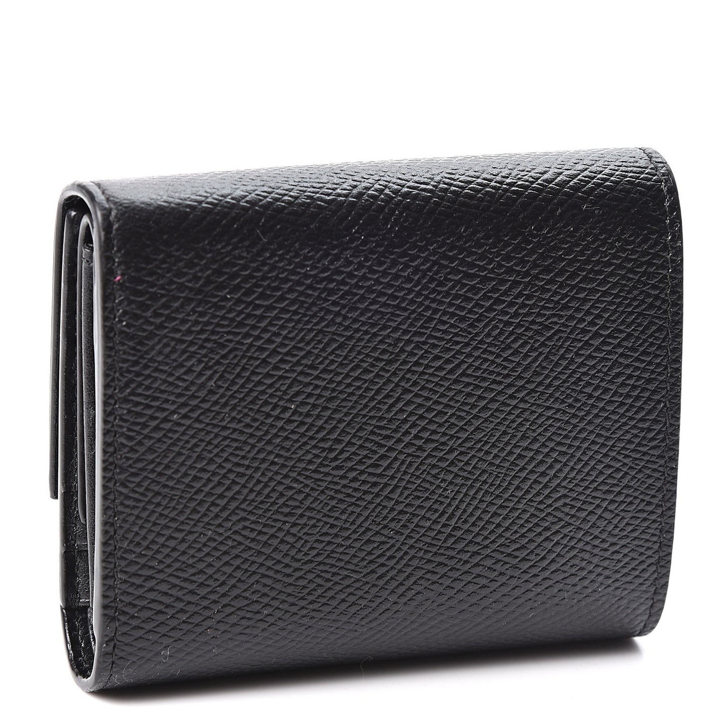 Grained Calfskin Small Multifunction Folded Wallet Black