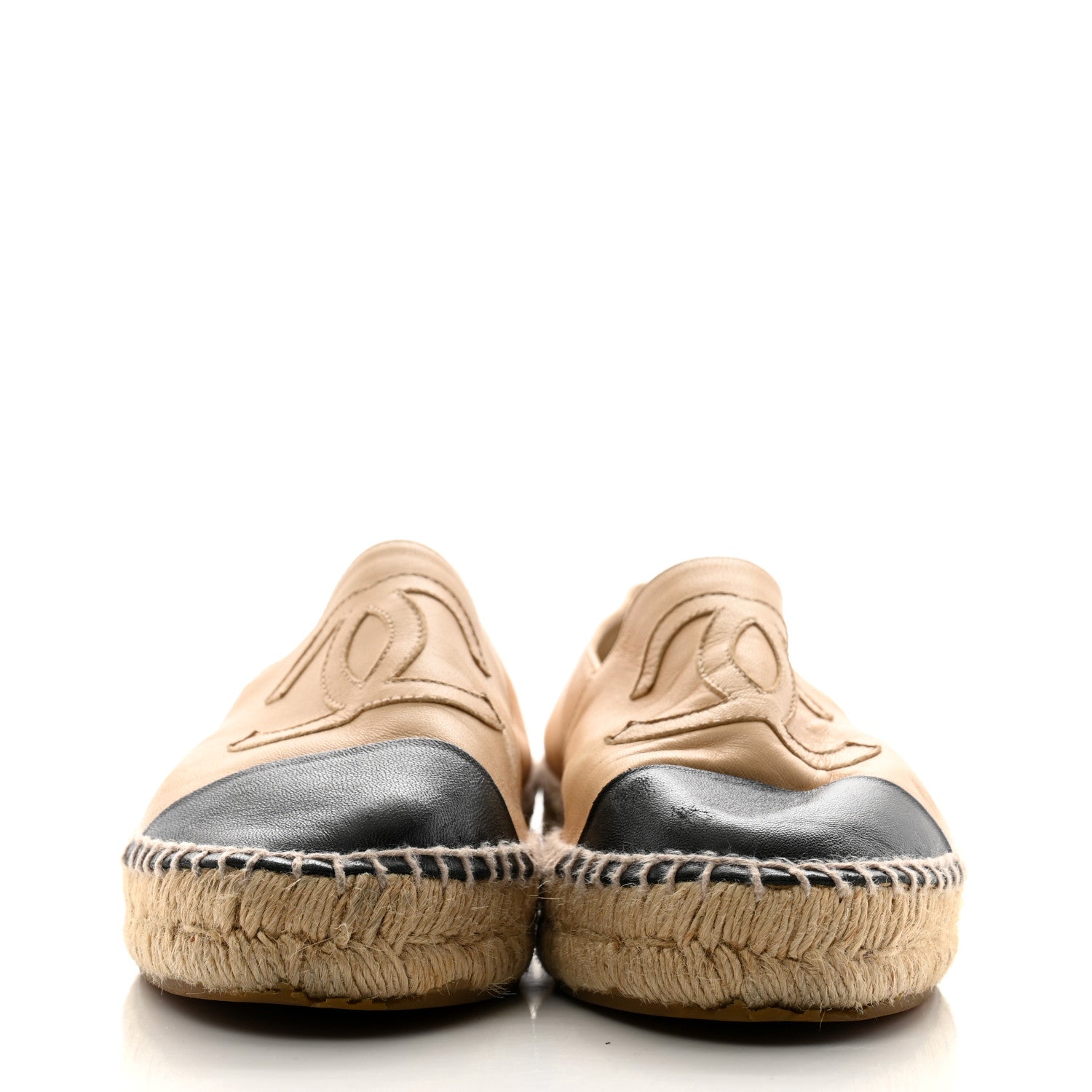 Chanel Lambskin CC Espadrilles 39 Beige Black 3 of 10