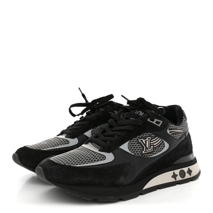 Louis Vuitton Suede Calfskin Mesh Mens Run Away Sneakers 7 Black 4 of 10