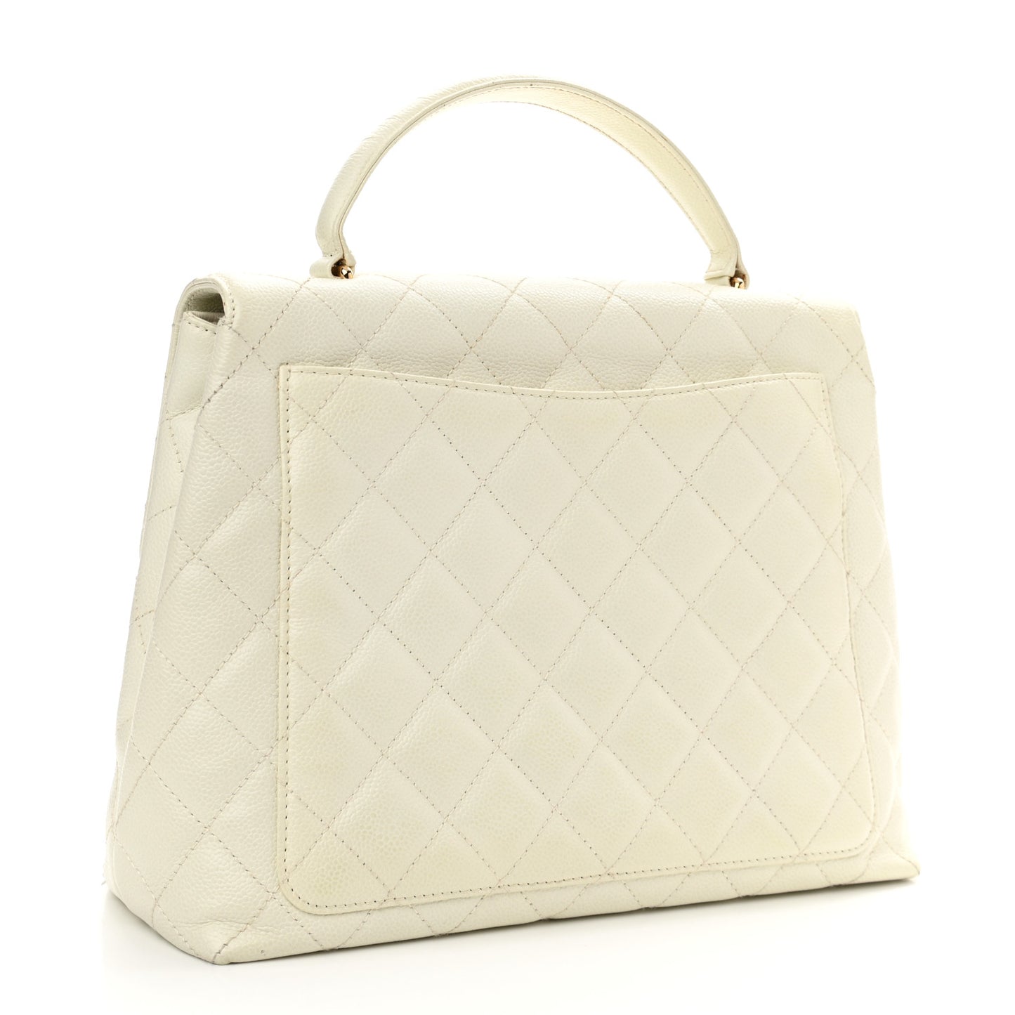 Caviar Quilted Jumbo Kelly Flap White