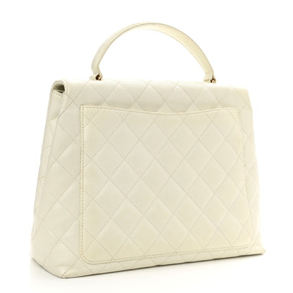 Chanel Caviar Quilted Jumbo Kelly Flap White 3 of 12