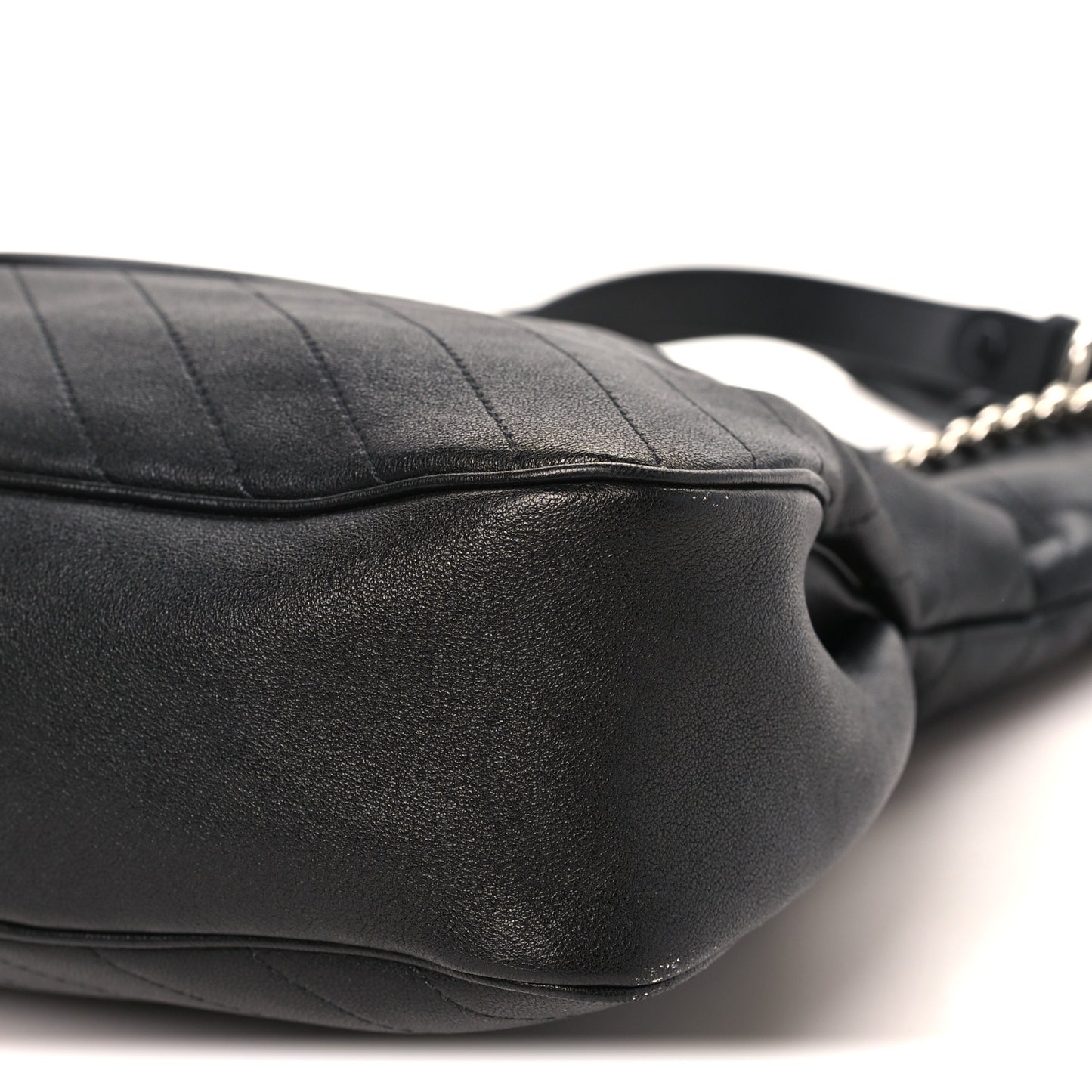 Sakai Be Green Calfskin Diagonal Stitched Medium Blondie Tote Black