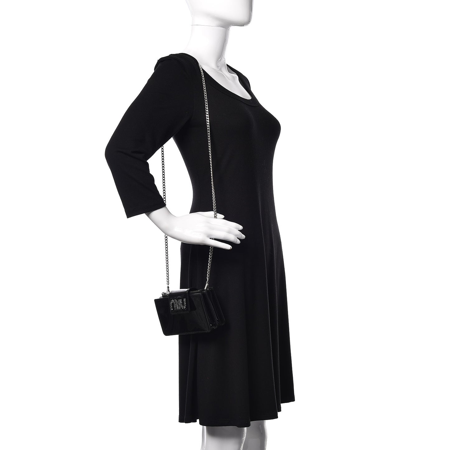 Vernice Crystal Logo Mini Crossbody Black