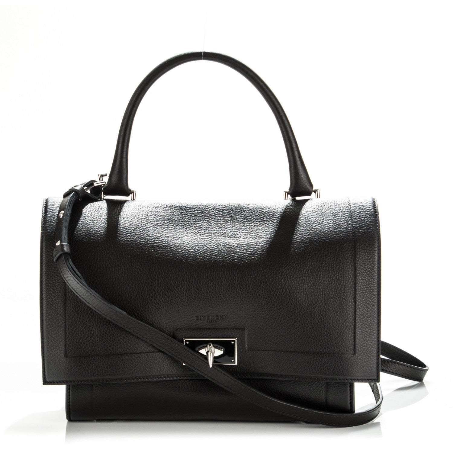 Givenchy Grained Calfskin Small Shark Lock Satchel Black 1 of 7