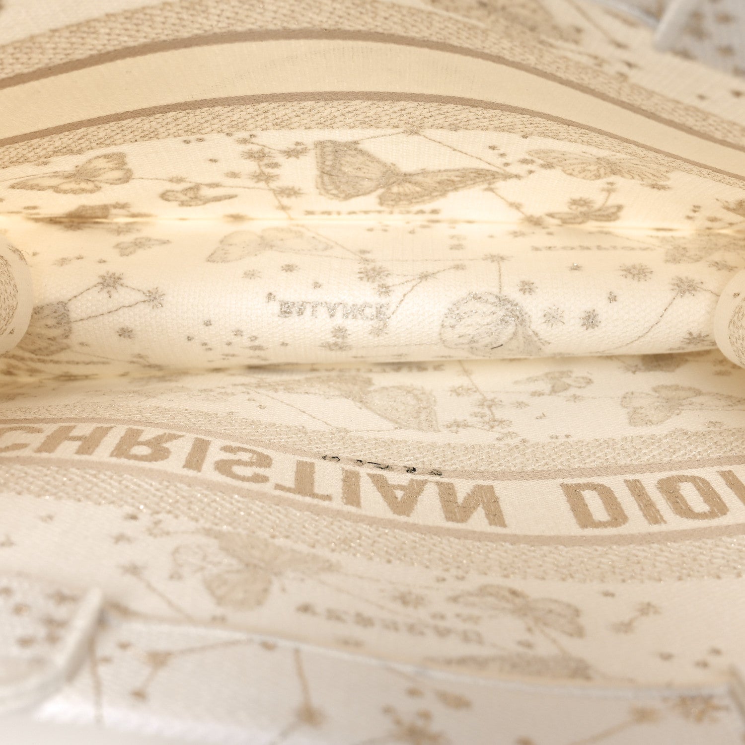 Christian Dior Canvas Embroidered Medium Butterfly Zodiac Book Tote Gold 5 of 10