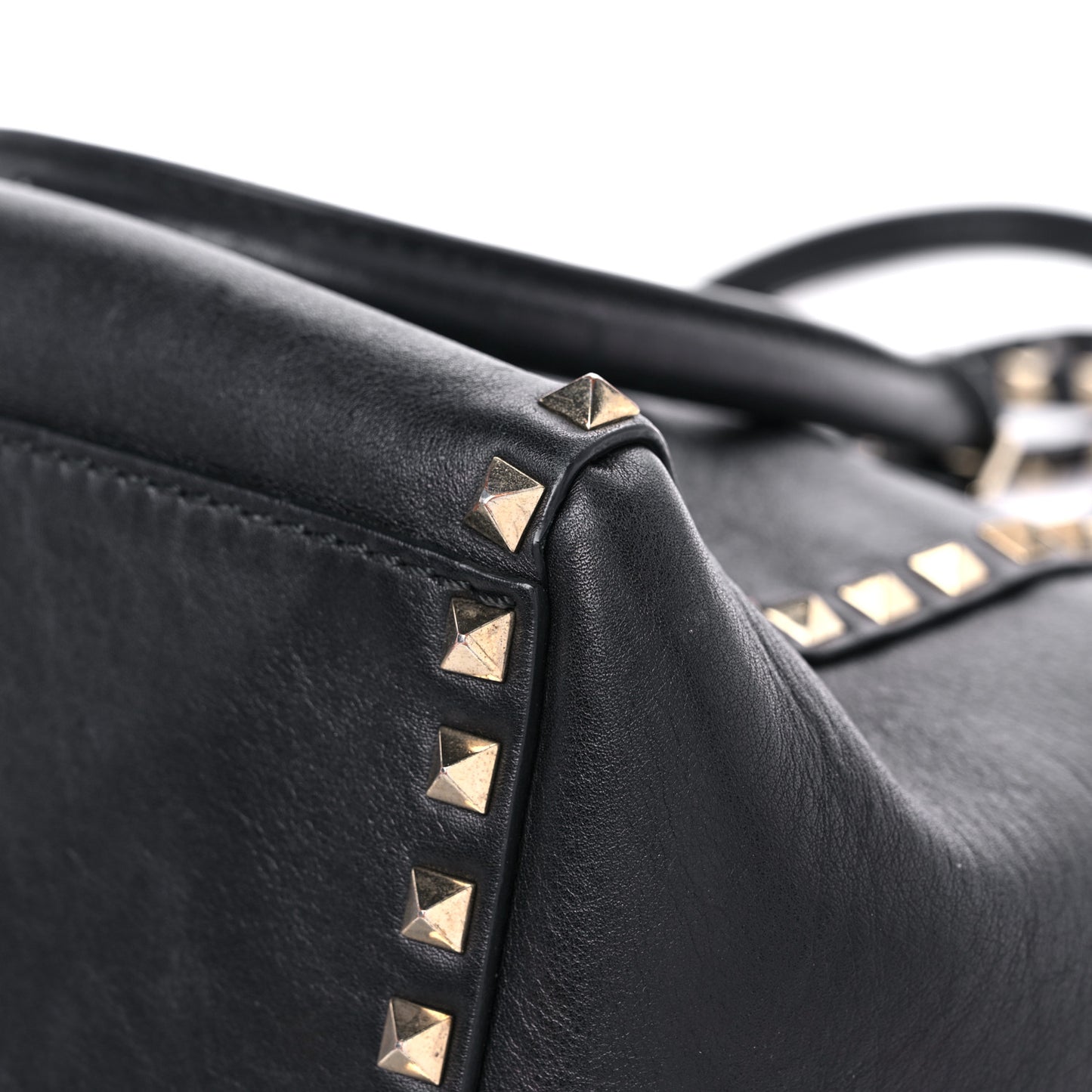 Vitello Rockstud Double Handle Tote Black