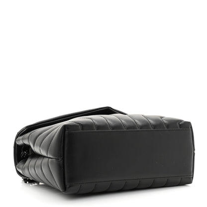 Saint Laurent Calfskin Y Quilted Monogram Monochrome Small Loulou Chain Satchel Black 3 of 9