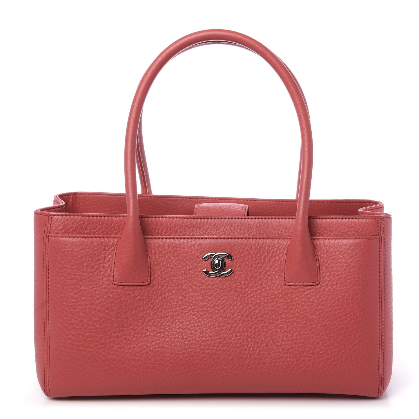 Calfskin Small Cerf Shopper Tote Coral