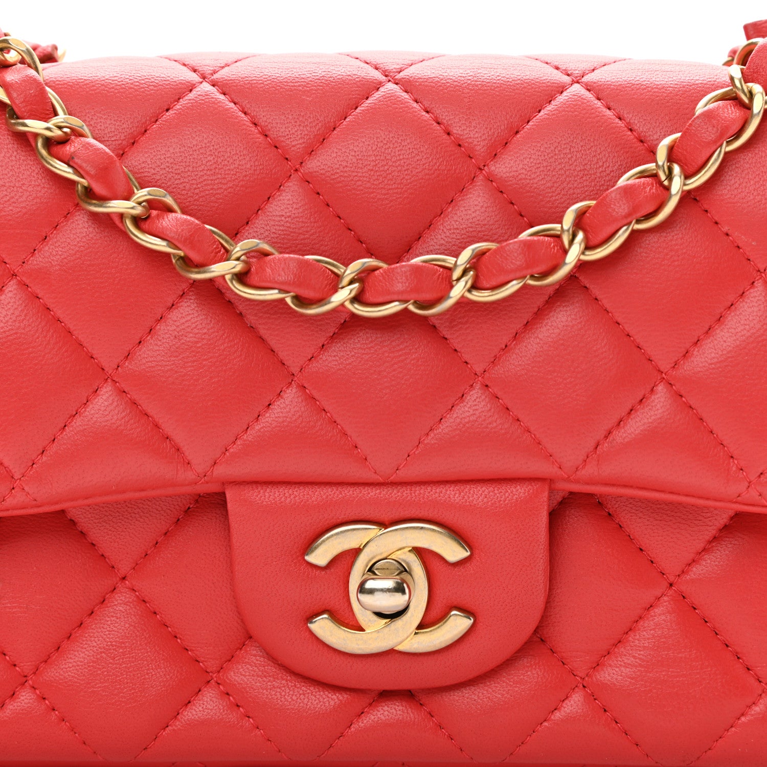 Chanel Lambskin Quilted Mini Rectangular Flap Red 9 of 17
