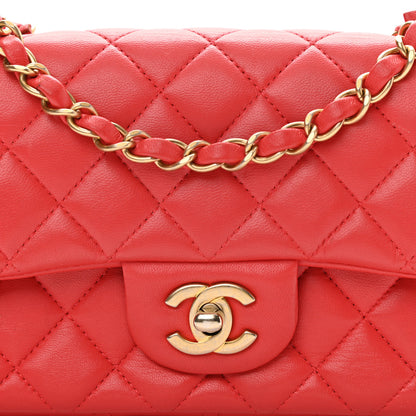 Chanel Lambskin Quilted Mini Rectangular Flap Red 9 of 17