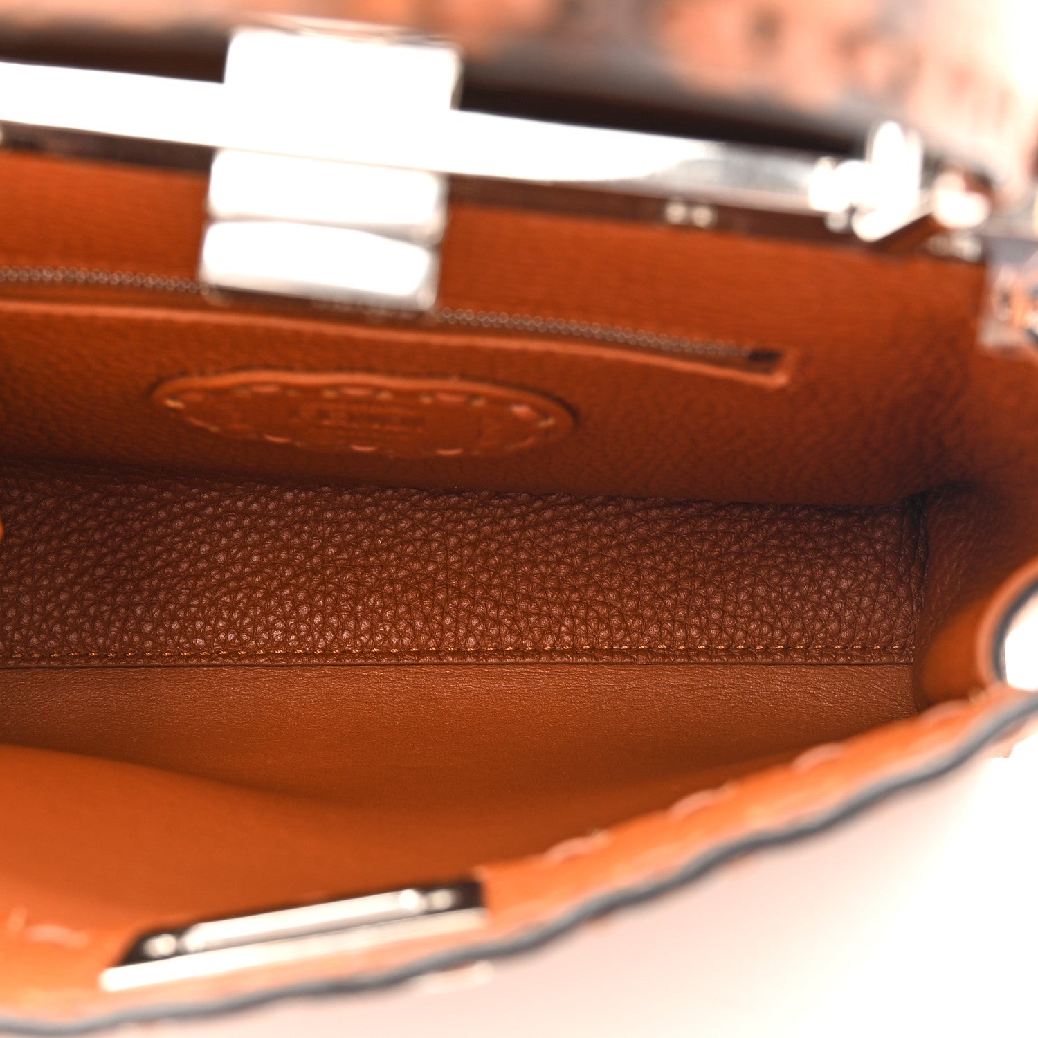 Fendi Cuoio Romano Snakeskin Selleria Mini Peekaboo Iconic Satchel Cappuccino 6 of 11