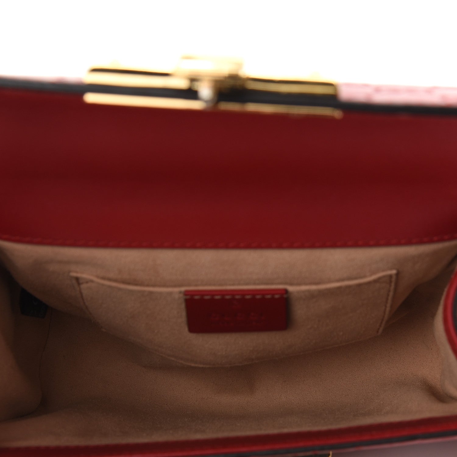 Gucci Guccissima Small Padlock Shoulder Bag Hibiscus Red 5 of 9