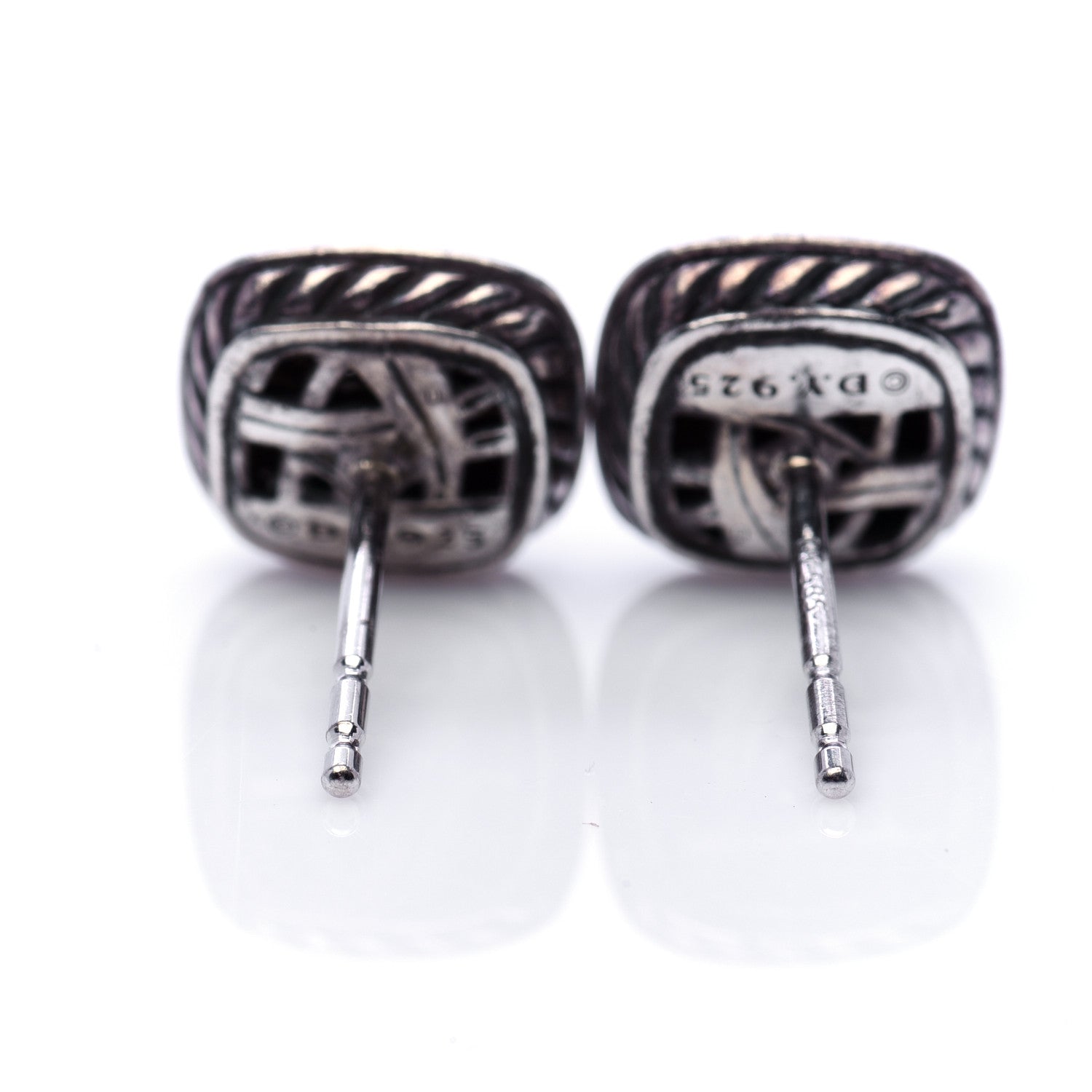 David Yurman Sterling Silver Diamond 5mm Pave Albion Earrings 4 of 6