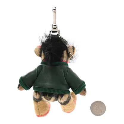 Burberry Cashmere Thomas Biker Teddy Bear Keychain Charm Antique Yellow 2 of 4