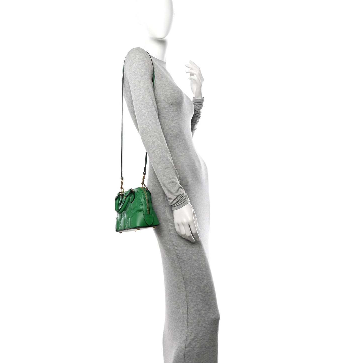 Calfskin GG Matelasse Mini Boston Bag Spring Green Natural