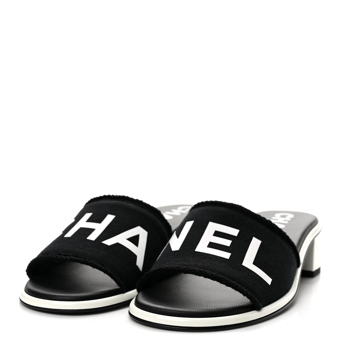 Cotton Logo Mule Sandals 40 Black White