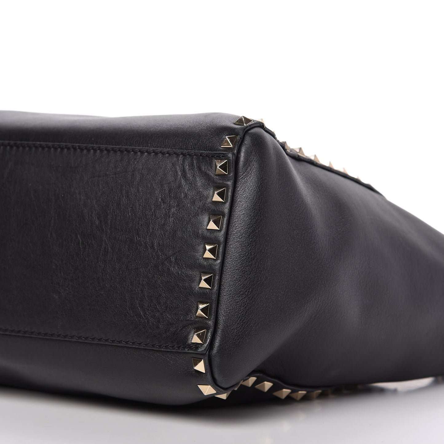 Vitello Rockstud Double Handle Tote Black