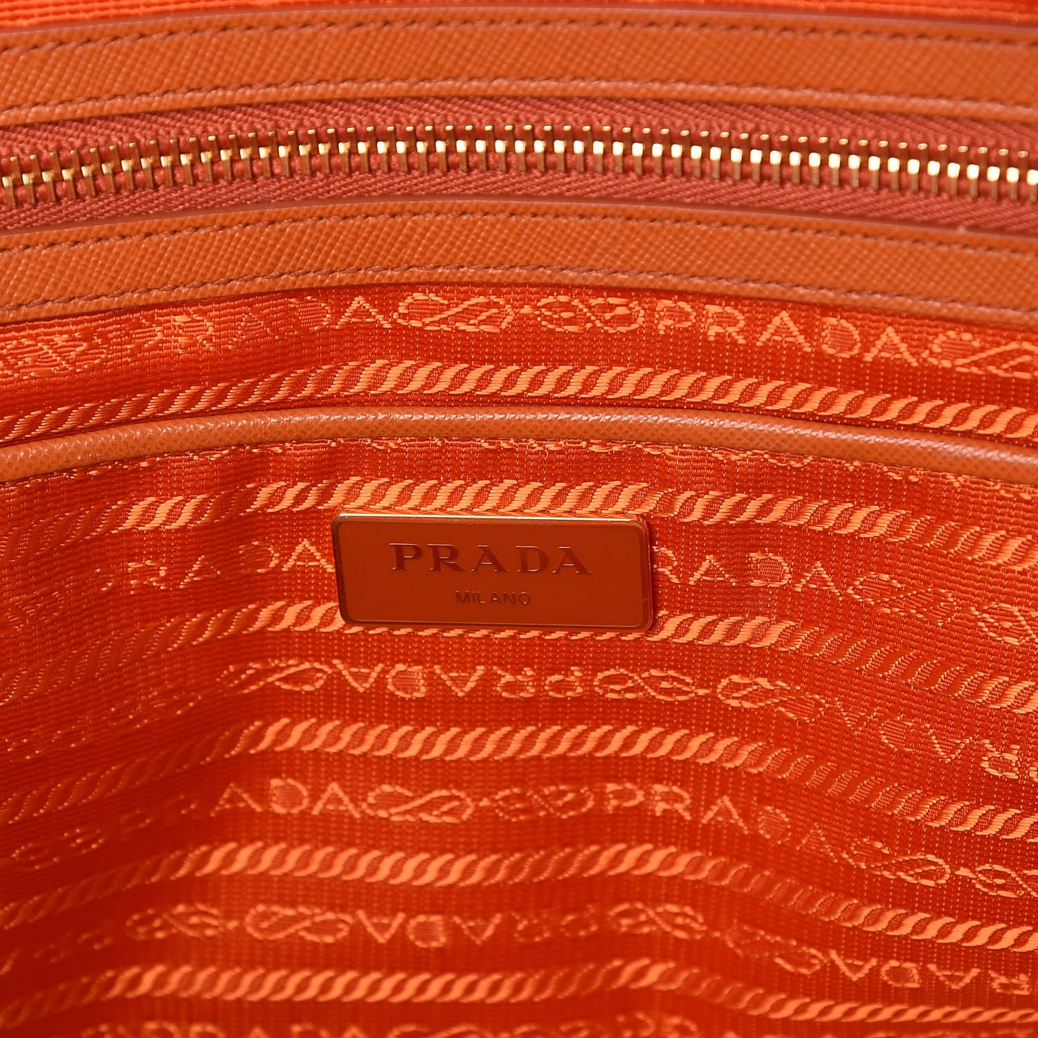 Prada Tessuto Nylon Saffiano Tote Papaya 6 of 9