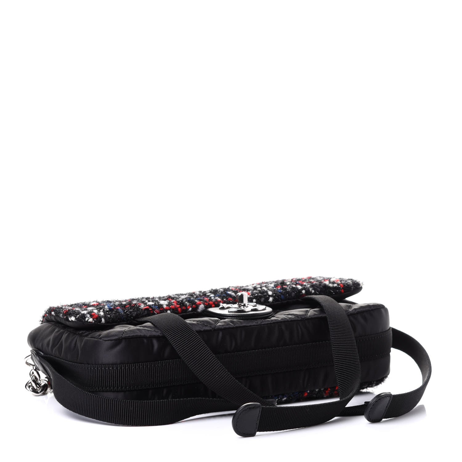 Chanel Tweed Nylon Quilted Small Astronaut Essentials Flap Black Red 3 of 5